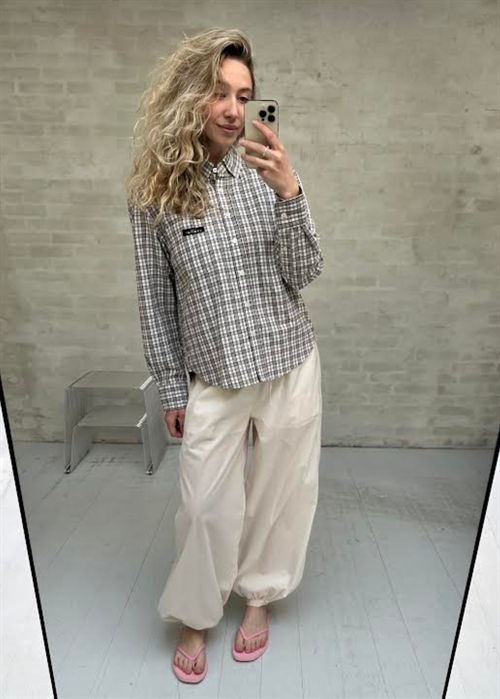 Button down mini check skjorte Offwhite/Beige HAUTE L\'AMITIÈ
