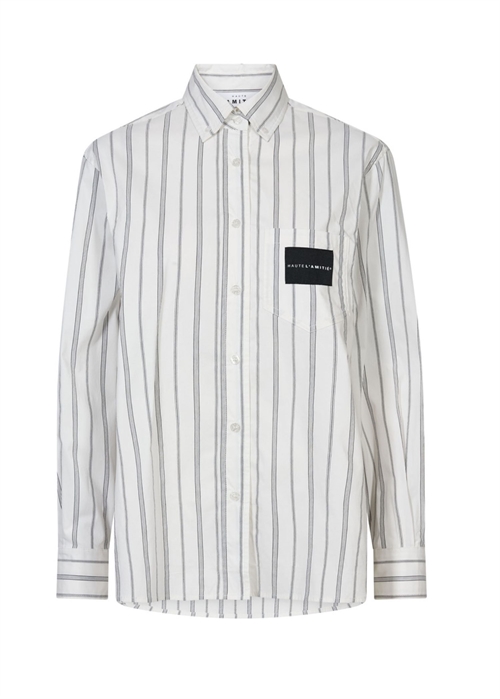 Crystal heart stripe skjorte Hvid HAUTE L\'AMITIÈ