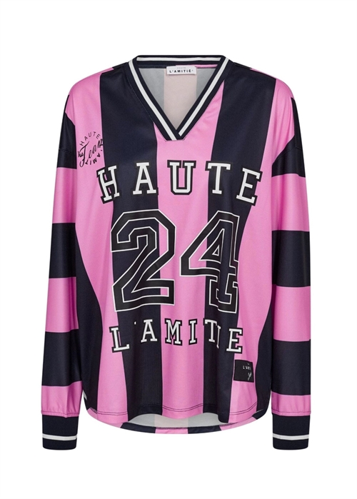 HL24 Stripe Football bluse Navy/Pink HAUTE L\'AMITIÈ