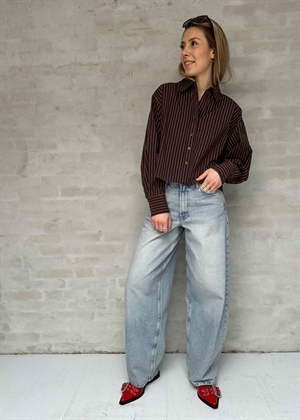 Mocca stripe logo print skjorte Mocca Stripe HAUTE L\'AMITIÈ