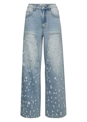 Bleach distressed patch jeans Bleached Blue HAUTE L\'AMITIÈ