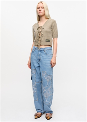 Broderie Anglaise denim carpenter jeans Light Blue Stone J1695 Ganni 