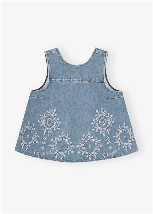 Broderie Anglaise denim top Light Blue Stone J1710 Ganni 
