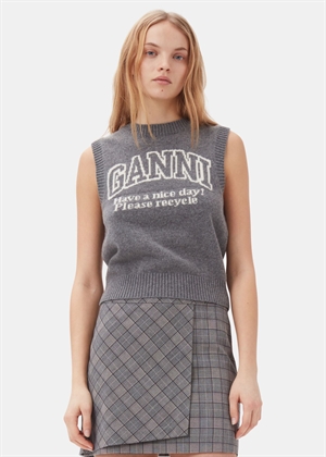 Graphic wool vest Frost Gray K2308 Ganni 