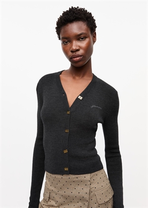 Mini Ribbed merino cardigan Phantom K2474 Ganni 