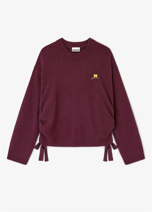 Future wool mix oversized o-neck strik Burgundy K2631 Ganni