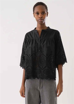 Louise ss bluse Washed Black Lollys Laundry 