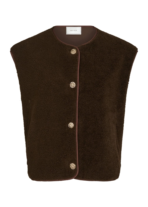 Mariko teddy vest Dark Brown Neo Noir 