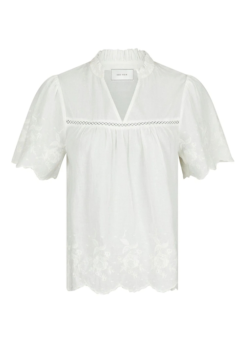 Micheline Emb bluse Offwhite Neo Noir