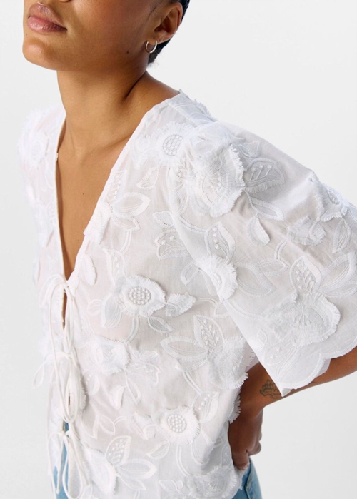 Mini ss v-neck bluse Hvid Object 