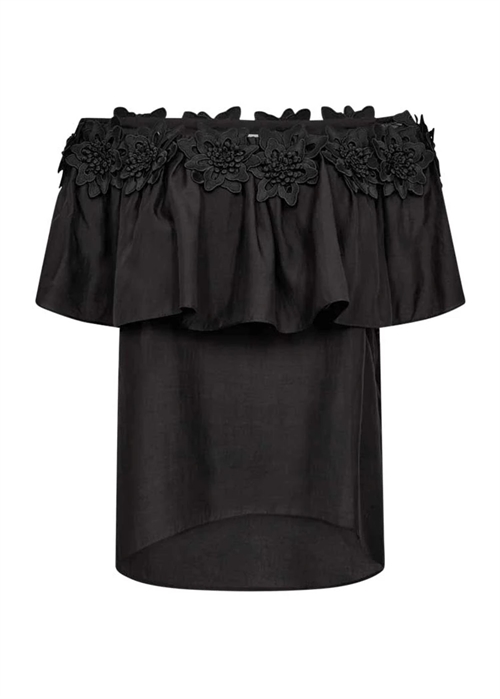 Molly bluse with flounce & deco Sort Copenhagen Muse 