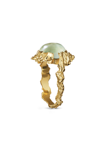 Gudinde ring Green prehnit Forgyldt Maanesten 