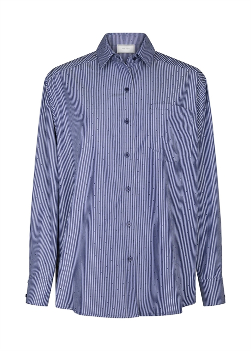 Dalma B stripe stone skjorte Midnight Blue Neo Noir 