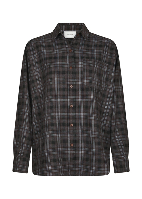 Dalma flannel check skjorte Warm Grey Neo Noir 