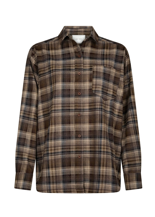 Dalma flannel skjorte Dark Taupe Neo Noir