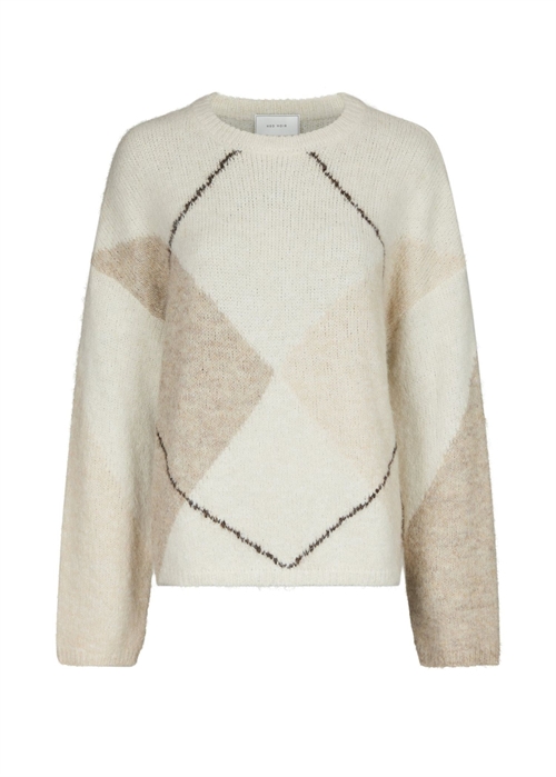 Inga check fluff knit Creme Neo Noir