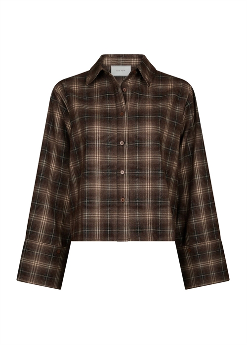 Jaylin flannel check skjorte Dark Taupe Neo Noir