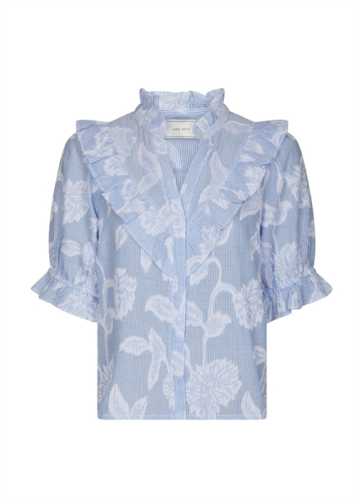 Manet jacuard bluse Light Blue Neo Noir 