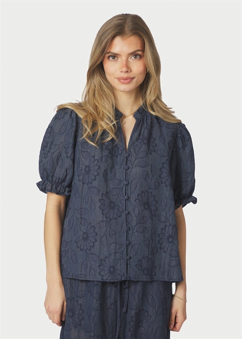 Zika flower stripe bluse Dark Blue Neo Noir 