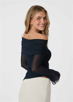 Addie mesh bluse Dark Navy Neo Noir 