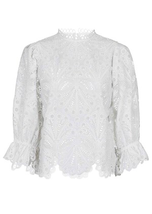 Adela Embroidery bluse Off White Neo Noir 