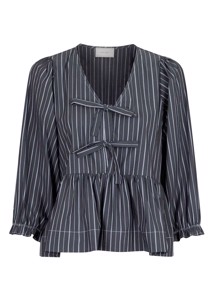 Bella double stripe bluse Dark Grey Neo Noir 