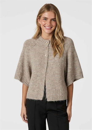 Benuta fluffy knit cardigan Beige Melange Neo Noir 