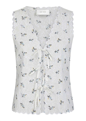 Bibi Embroidery print top Offwhite Neo Noir 