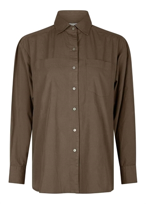 Dalma c poplin skjorte Warm Grey Neo Noir 