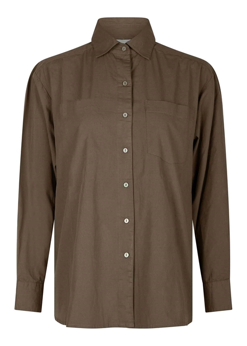 Dalma c poplin skjorte Warm Grey Neo Noir 