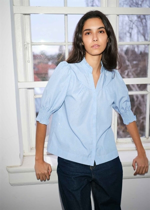 Diana B stripe bluse Lyseblå Neo Noir 