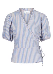 Isabella stripe wrap bluse Lyseblå Neo Noir 