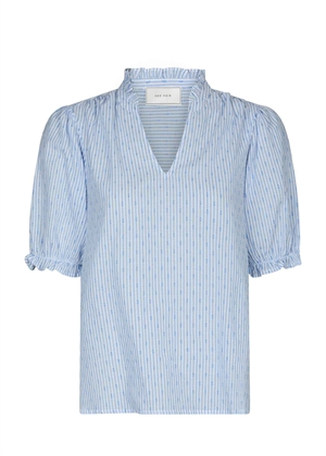 Odesa dot stripe bluse Lyseblå Neo Noir 