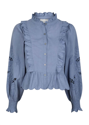 Petrine Embroidery bluse Dusty Blue Neo Noir 