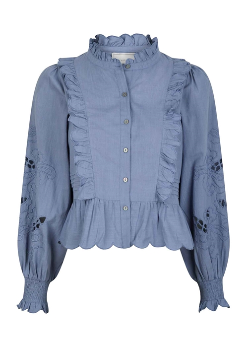 Petrine Embroidery bluse Dusty Blue Neo Noir 