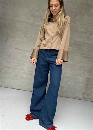 Rosa pinstripe skjorte Dark Sand Neo Noir 