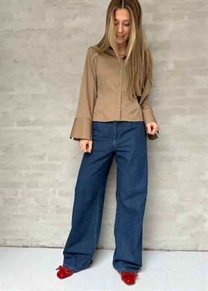 Rosa pinstripe skjorte Dark Sand Neo Noir 