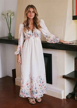 Silfi flower print kjole Creme Neo Noir 