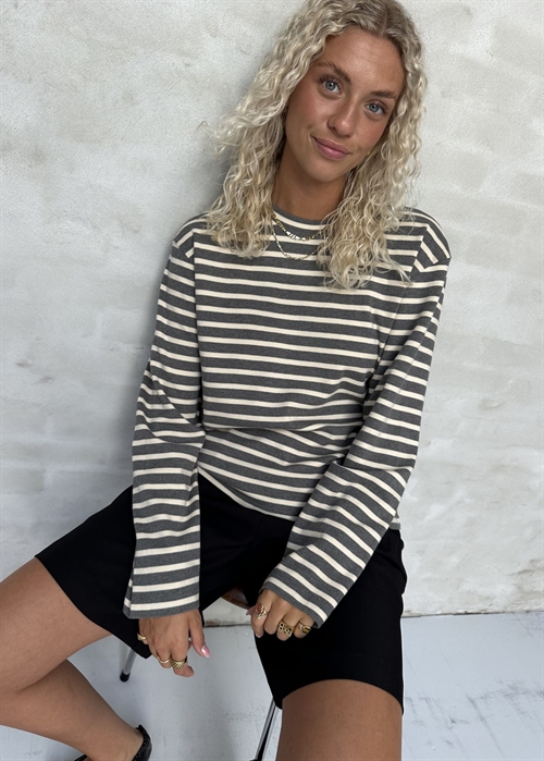 Nete stripe bluse Grey Melange/Offwhite Boii Studios 