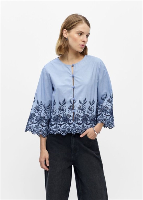 Vanna 3/4 bluse Winter Sky Stripes/Cloud Dancer Object 