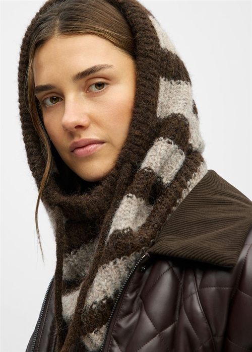 Milu strik balaclava Seal Brown Stripes/Humus Object 
