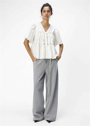 Hope ss v-neck bluse White Sand Object