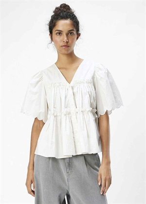 Hope ss v-neck bluse White Sand Object