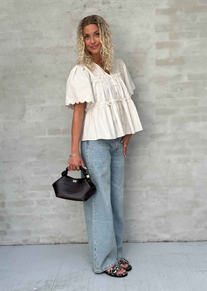 Hope ss v-neck bluse White Sand Object