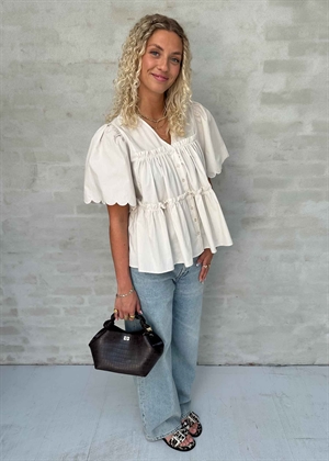 Hope ss v-neck bluse White Sand Object