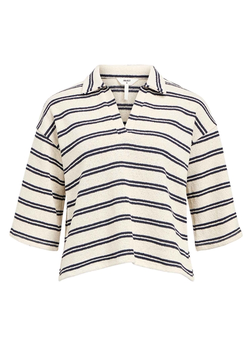 Selma 3/4 polo bluse Sandshell/Sky Captain Object 
