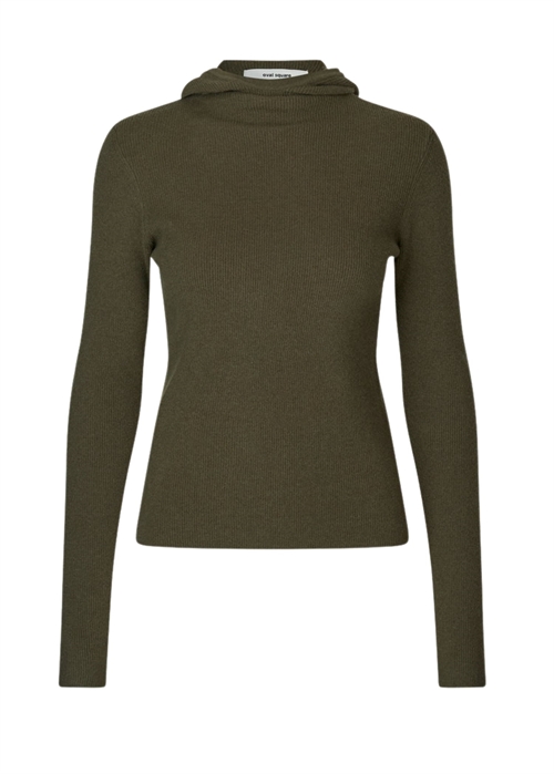 Alanis hood knit Dark Olive Oval Square 
