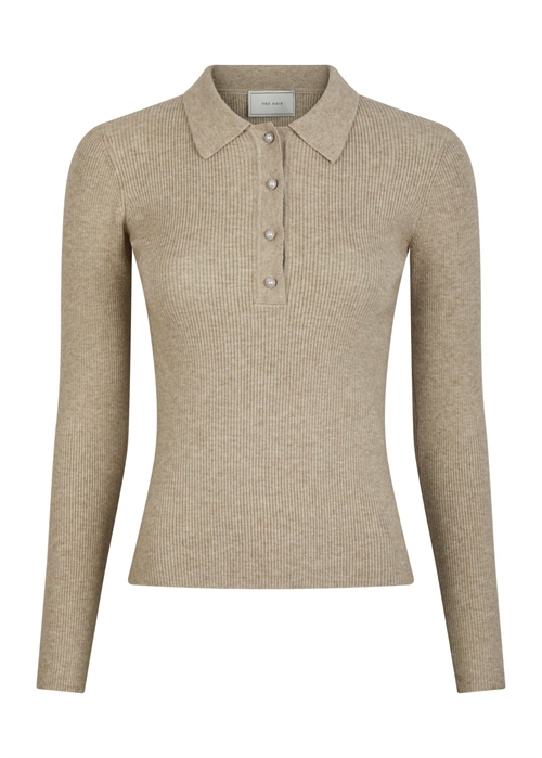 Panama knit bluse Beige Melange Neo Noir 