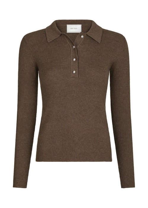 Panama knit bluse Brown Melange Neo Noir 