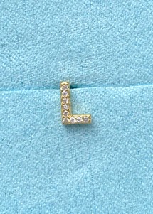Alphabet crystal stud L Forgyldt Pico 